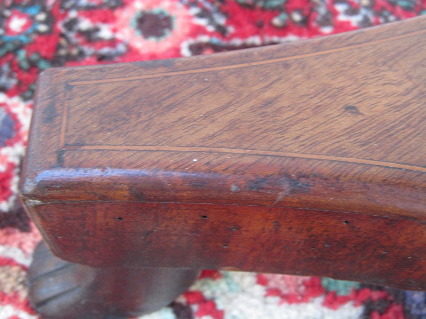 EARLY 19TH CENTURY REGENCY CONCH SHELL INLAID MAHOGANY SEWING TABLE