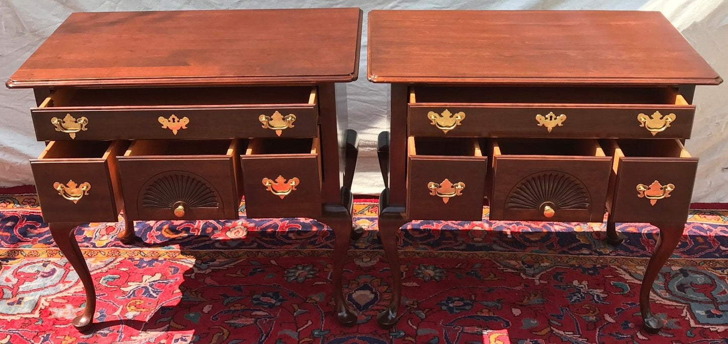 PAIR OF CHIPPENDALE STYLED CHERRY LOWBOYS BY HITCHCOCK FURNITURE