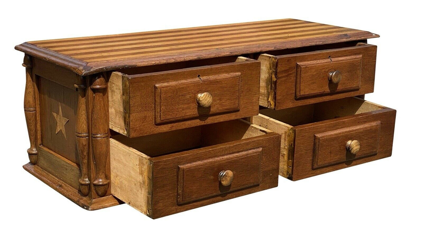 19TH C ANTIQUE FEDERAL PERIOD SOUTHERN WALNUT FOLK ART SPICE BOX / CABINET