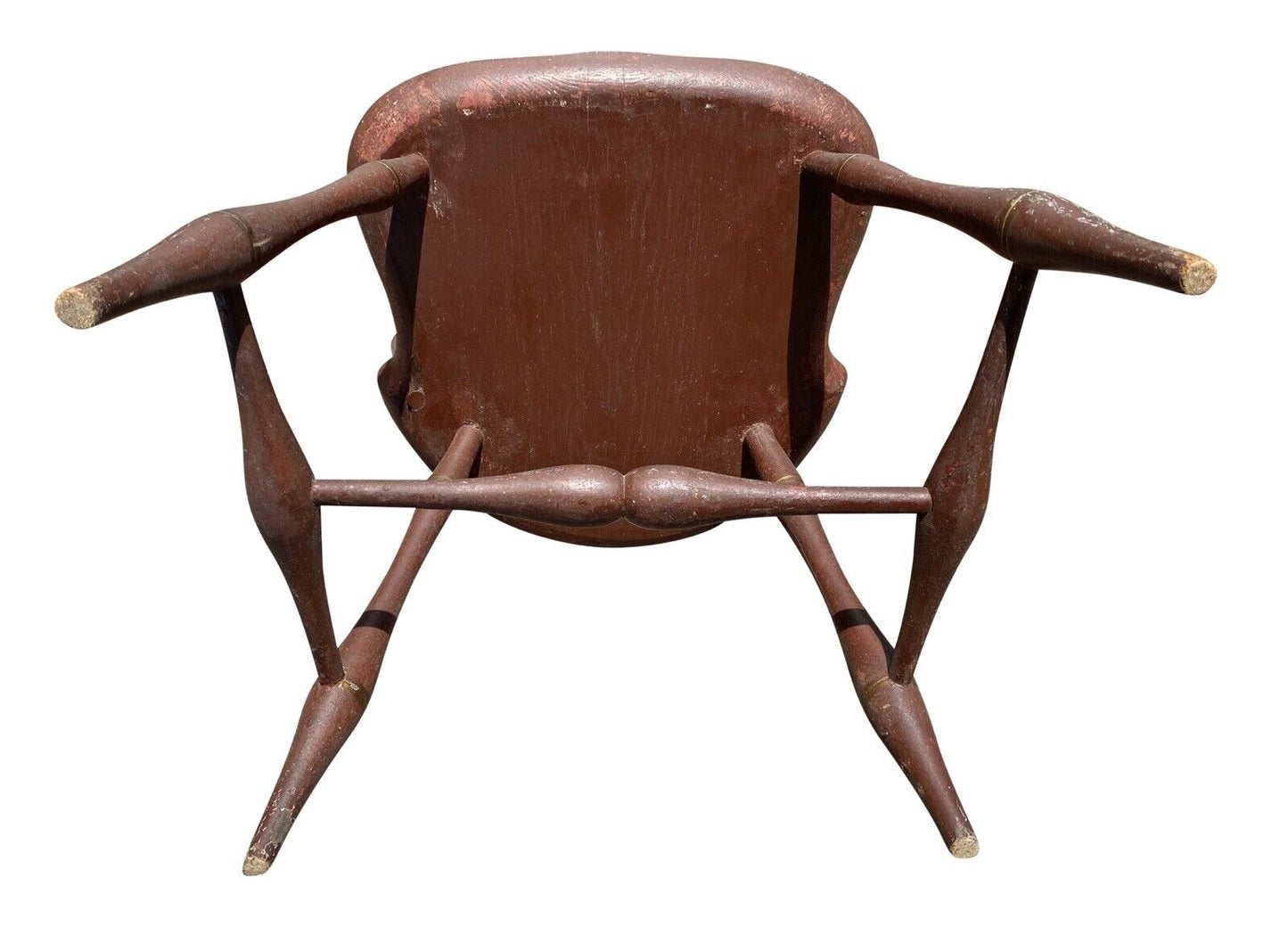 18th C Antique New England Farmhouse Windsor Hoop Back Chair - Oxblood Red Paint