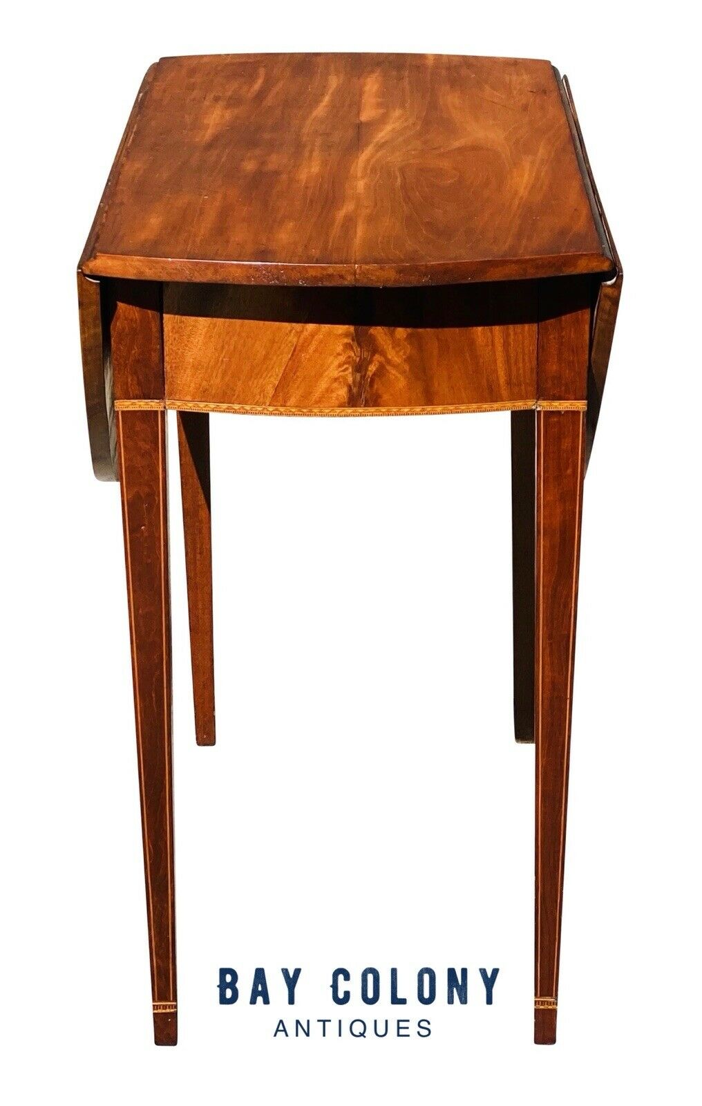 19TH C ANTIQUE FEDERAL PERIOD MAHOGANY HEPPLEWHITE DROP LEAF PEMBROKE TABLE