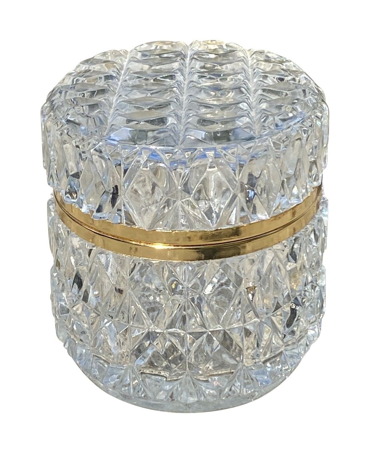 19th C Antique French Faceted Cut Crystal Jewelry Box