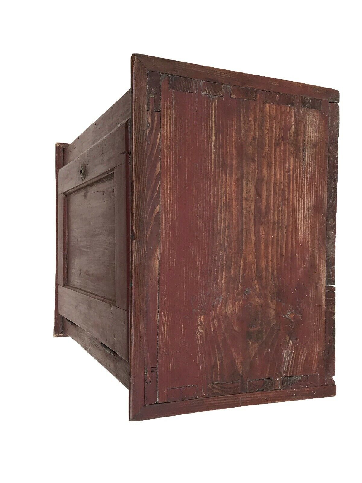 20TH C PRIMITIVE ANTIQUE STYLE PINE FOLK PAINTED CABINET / CUPBOARD