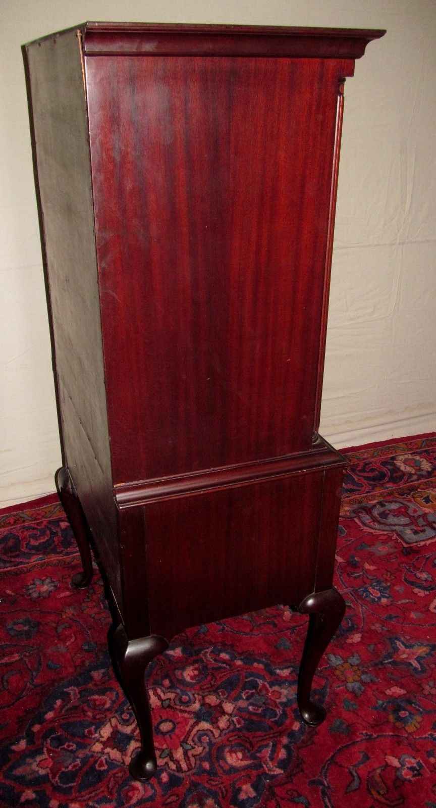 TRIPLE SHELL CARVED 2 PC CHEST ON CHEST SOLID MAHOGANY CHIPPENDALE HIGHBOY