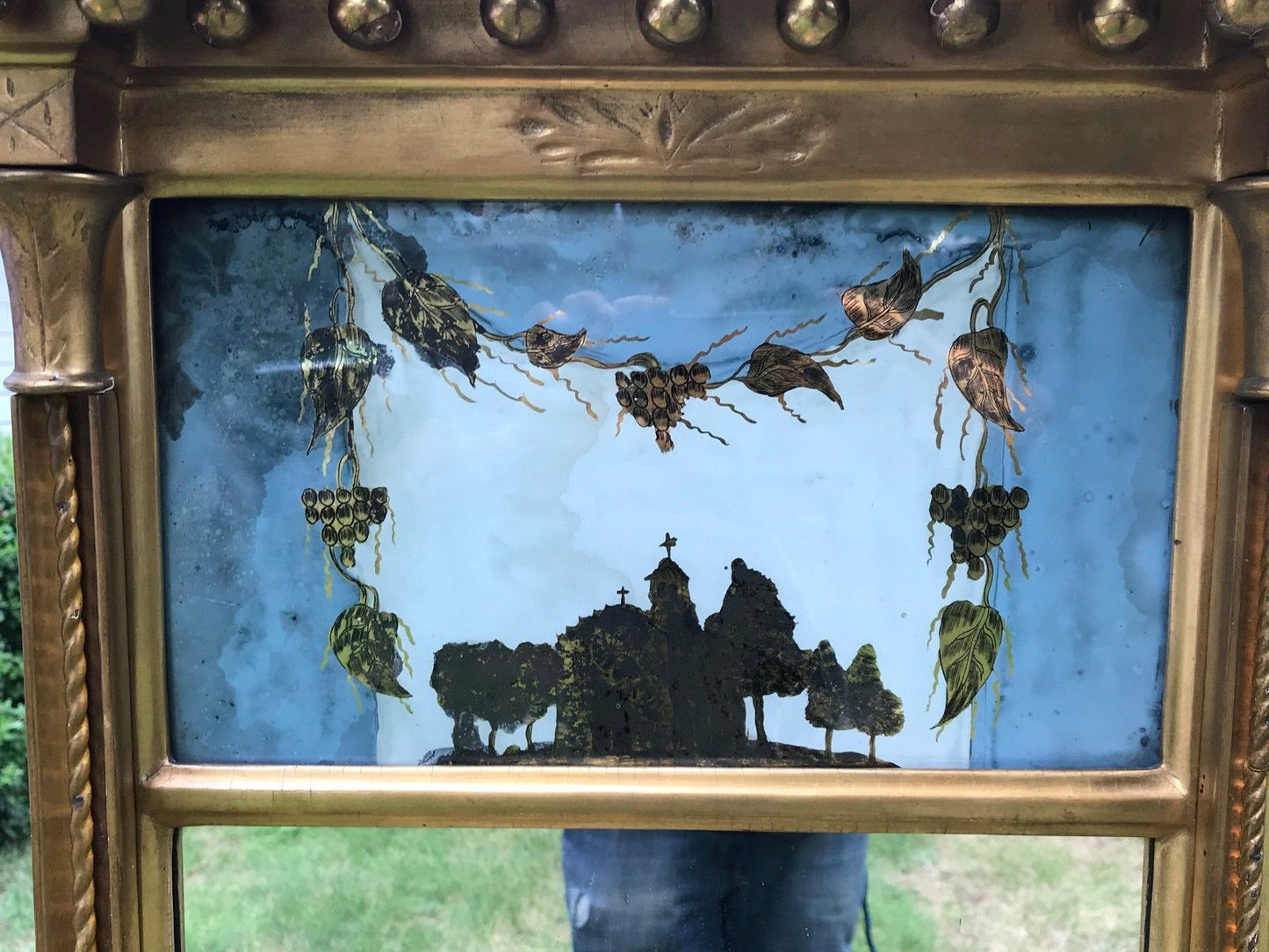 EARLY 19TH C FEDERAL PERIOD EGLOMISE MIRROR BY JOHN DOGGETT - ROXBURY MA 1810