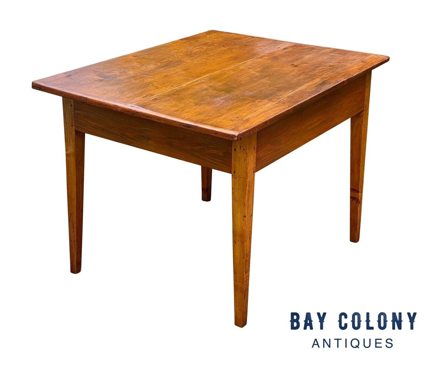 Antique New England Pumpkin Pine Tavern Table / Dining Table