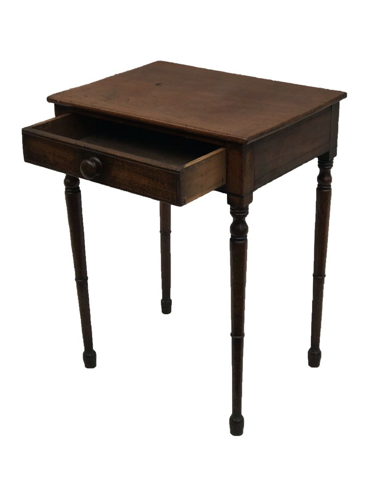 19TH C ANTIQUE SOUTHERN WALNUT SHERATON WORK TABLE ~~ NIGHT STAND / END TABLE