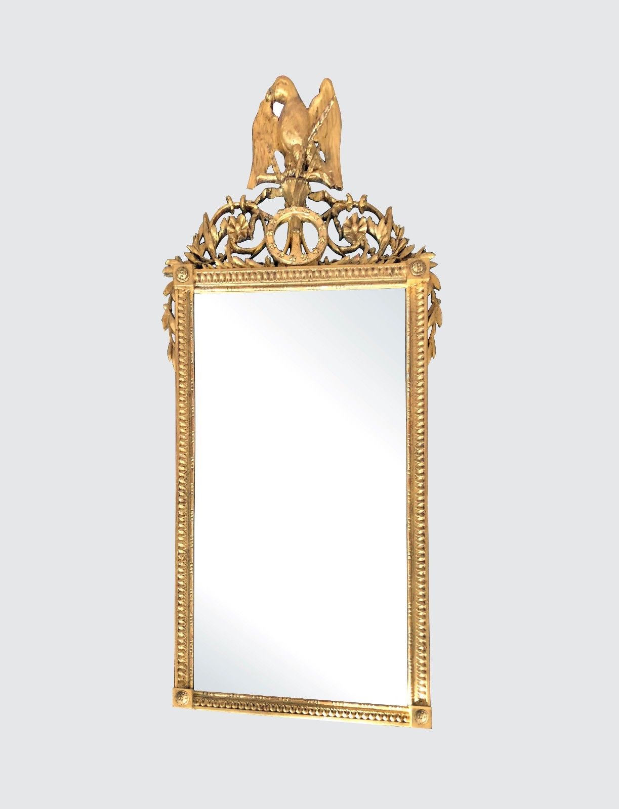 IMPORTANT FEDERAL PERIOD AMERICAN MIRROR WITH EAGLE & 13 STAR SHIELD GOLD GILTED