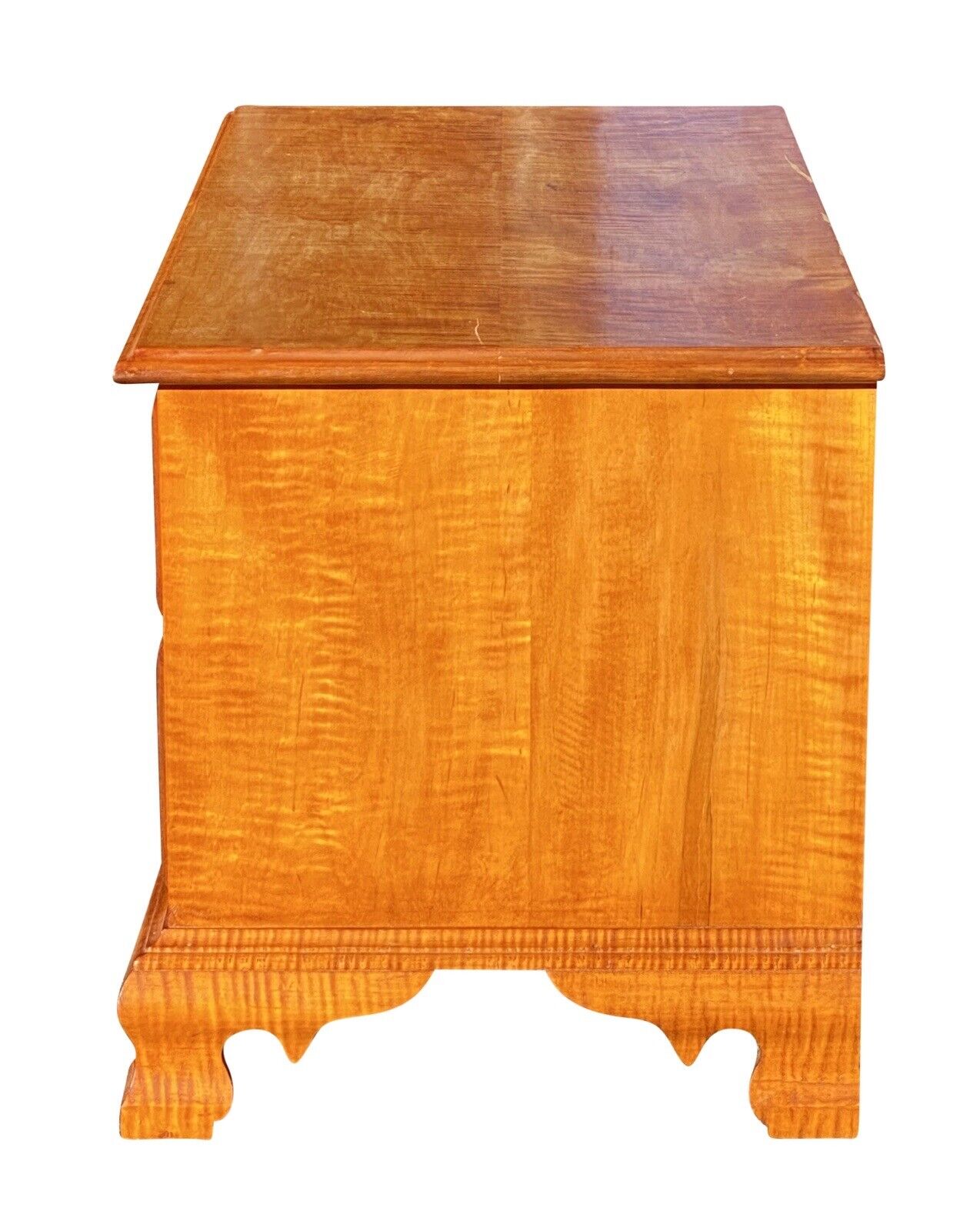 Chippendale Antique Style Tiger Maple 2 Drawer Blanket Chest / Blanket Box