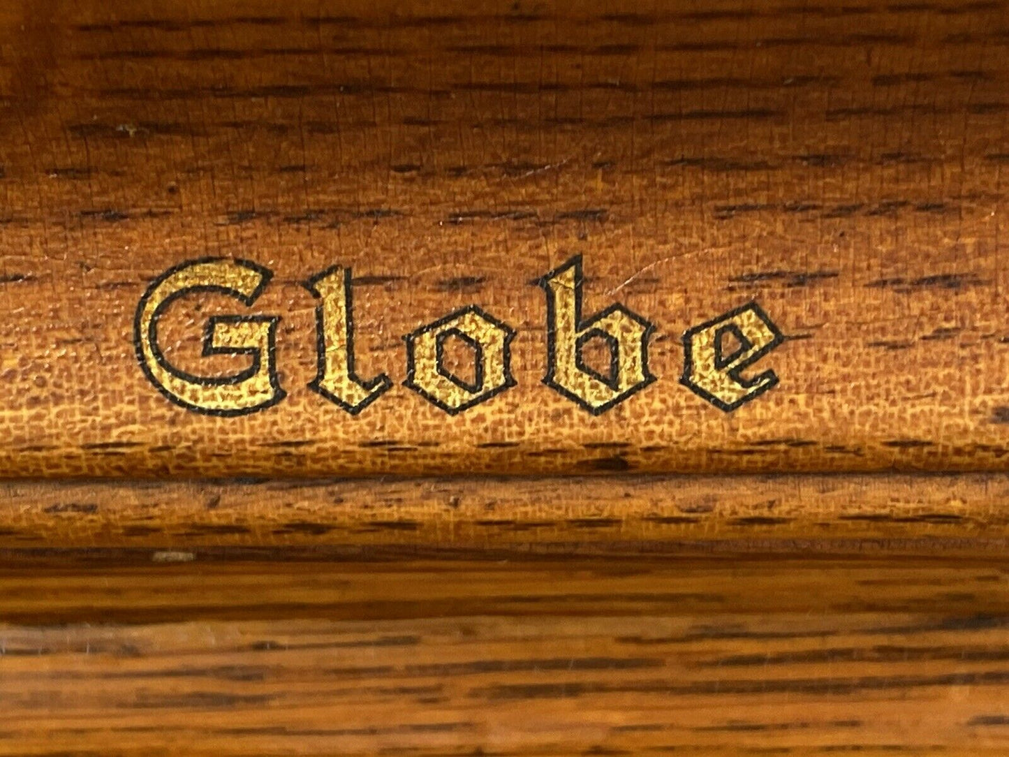 19TH C ANTIQUE TIGER OAK GLOBE 12 DRAWER TAMBOUR OFFICE FILE CABINET