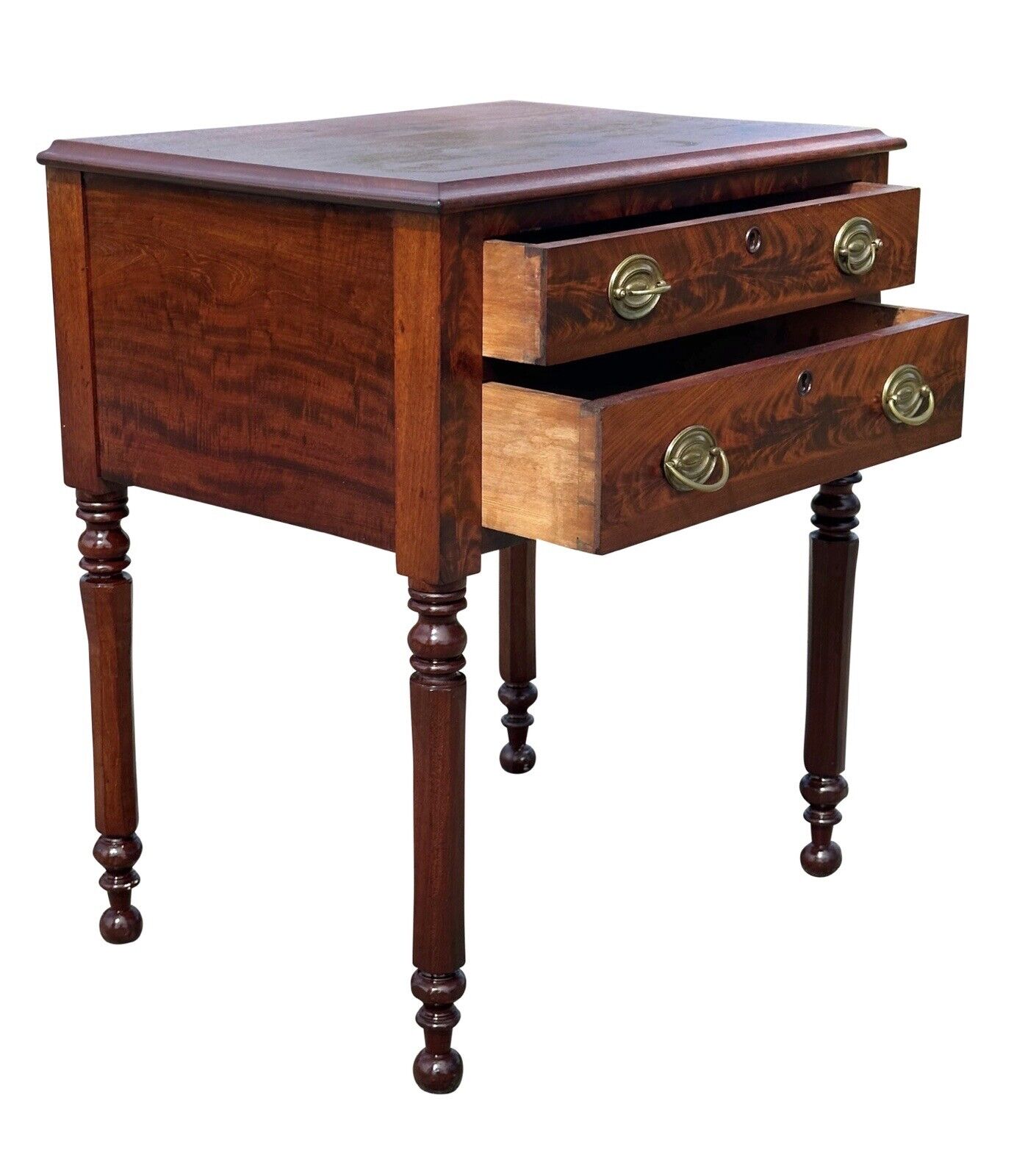 19th Century Antique Sheraton Mahogany Worktable / Stand With Octagonal Legs