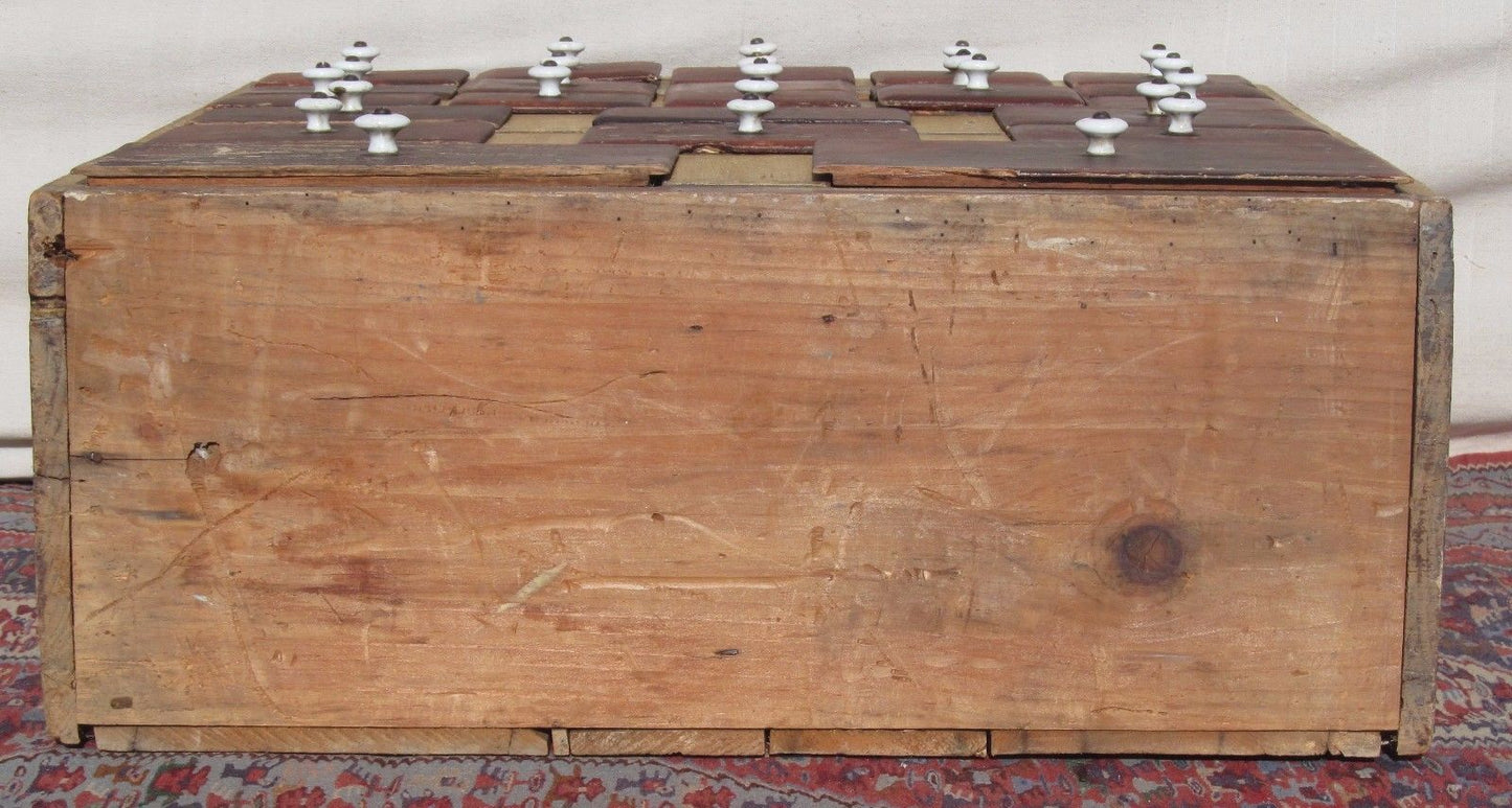 23 DRAWER EARLY 19TH CT SPONGE PAINT DECORATED TIN DRAWER SPICE CHEST-MAINE