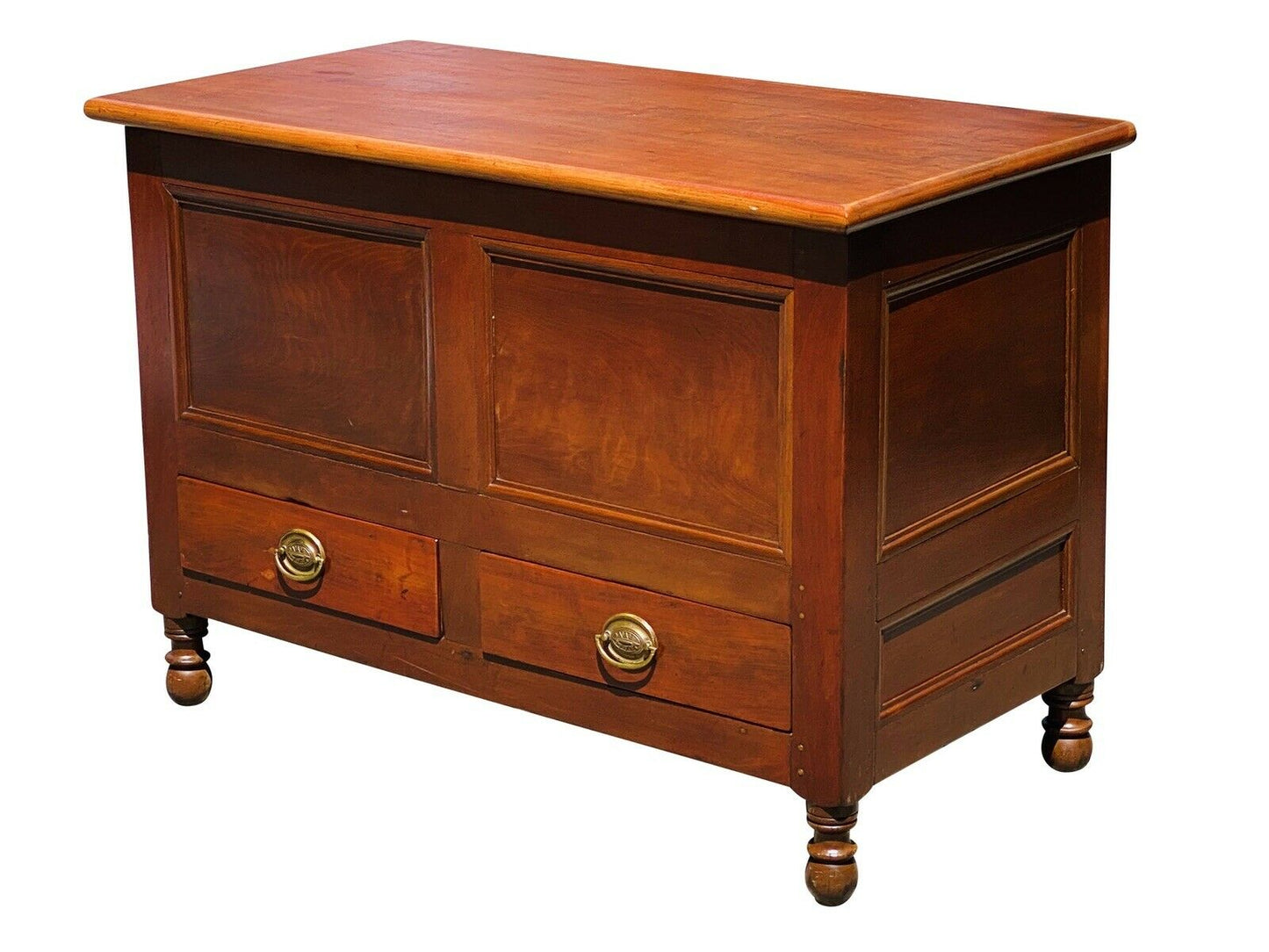 19TH C ANTIQUE FEDERAL PERIOD PENNSYLVANIA CHERRY 2 DRAWER BLANKET BOX