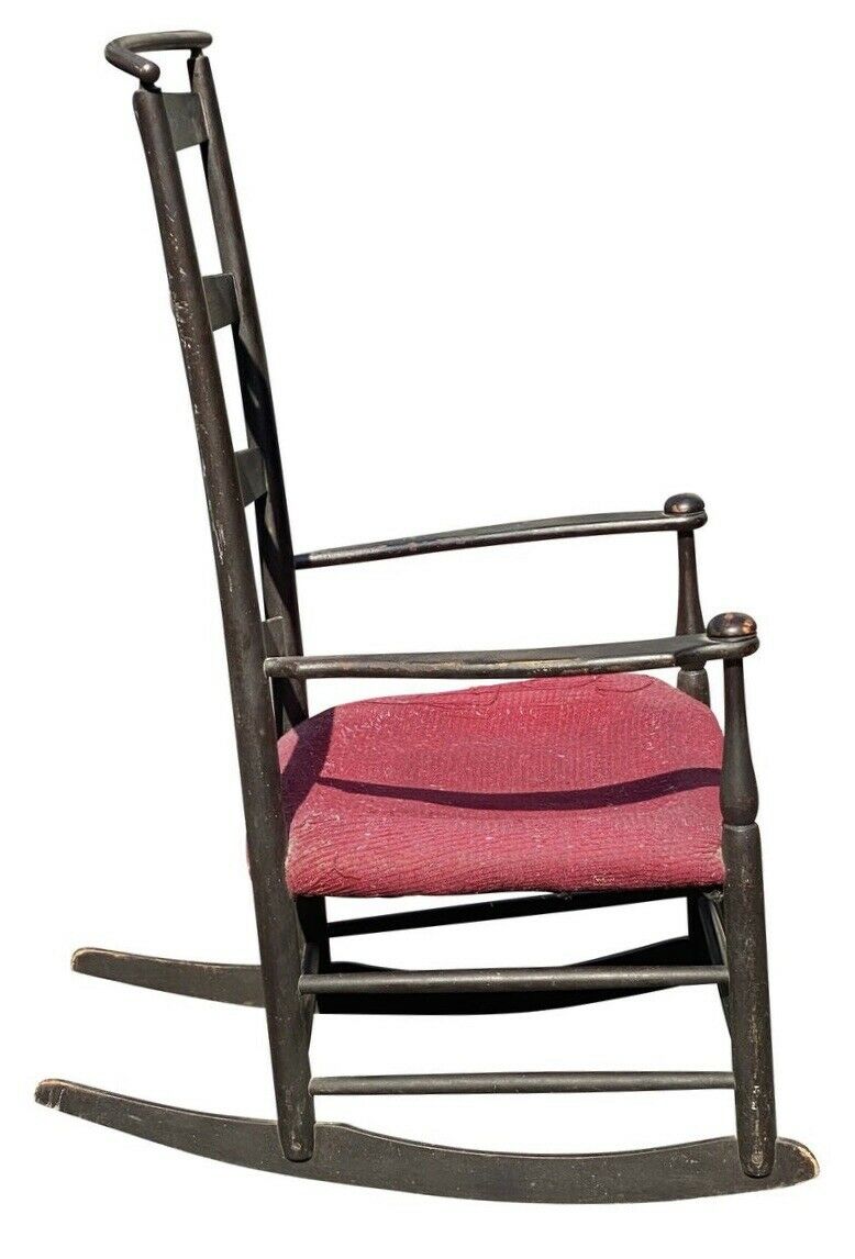 19TH C ANTIQUE SHAKER MOUNT LEBANON #6 MUSHROOM CAP ARM CHAIR / ROCKER