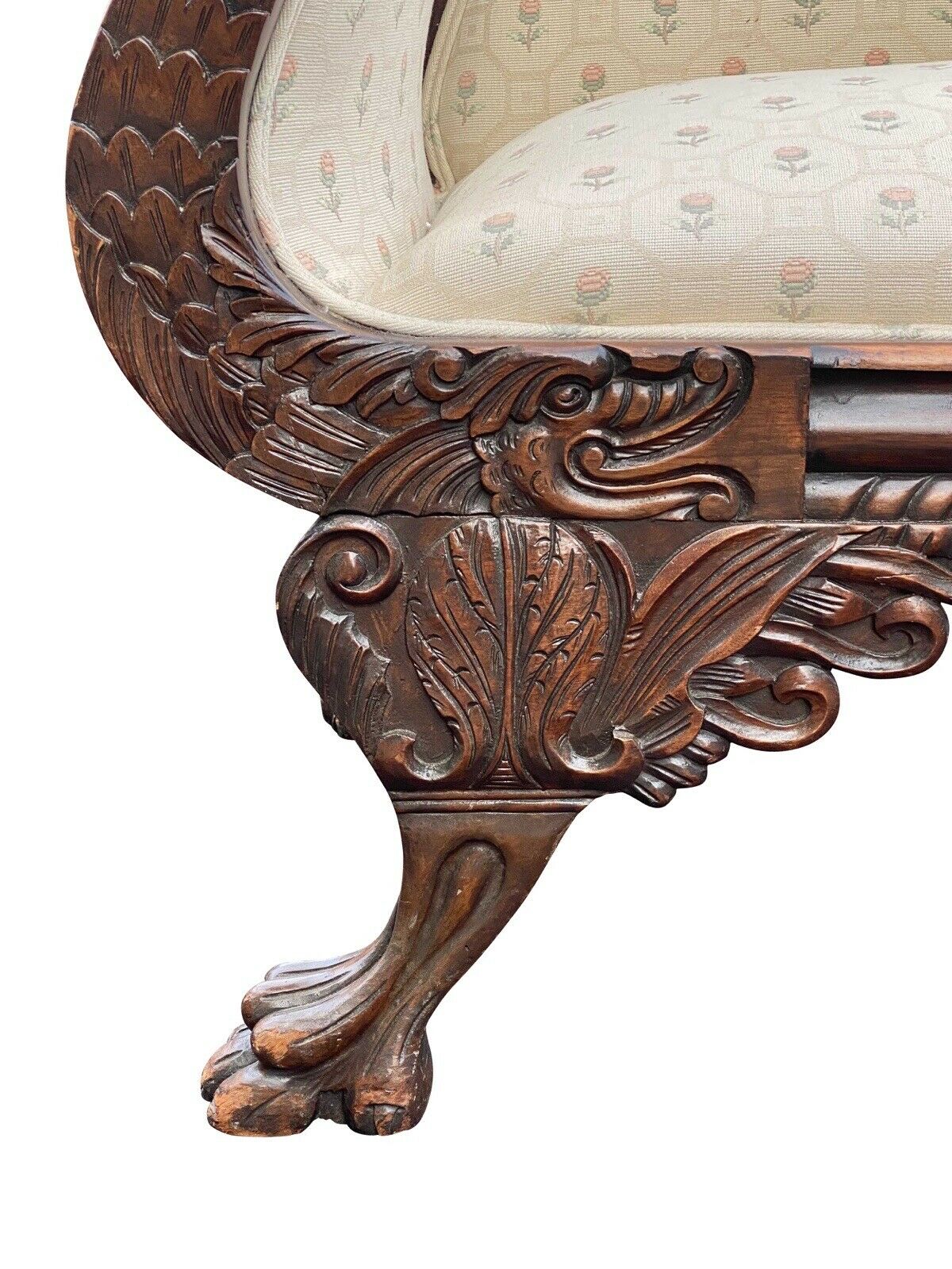 19th C Antique Victorian Mahogany Neo-classical Style Settee / Sofa