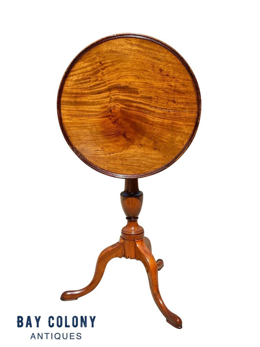 18th C Antique Queen Anne Mahogany Dish Top Kettle Stand - Tilt Top Tea Table