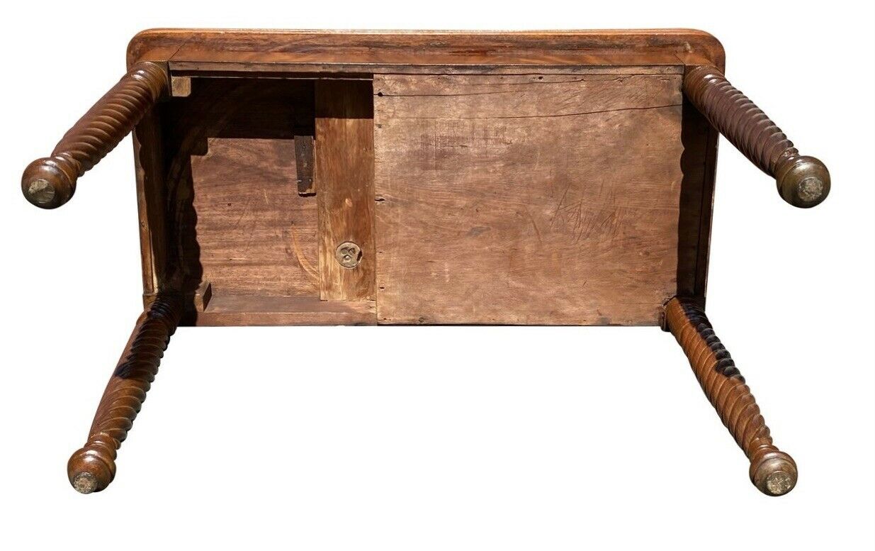 19TH C ANTIQUE SHERATON MAHOGANY ROPE LEG GAME TABLE / CARD TABLE