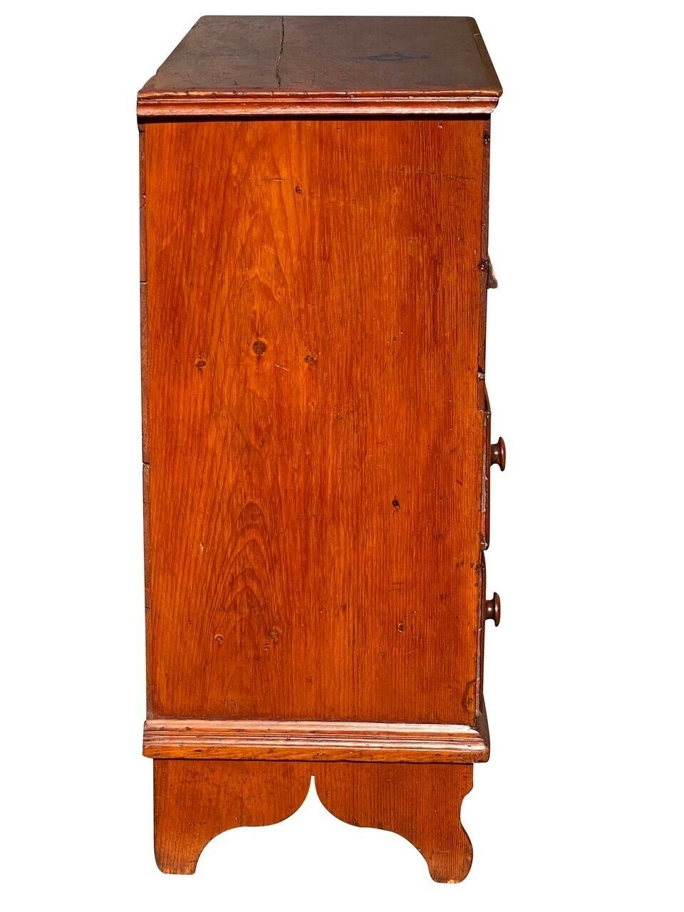 18th C Antique Queen Anne Country Primitive Blanket Box / Chest W Boot Jack Ends