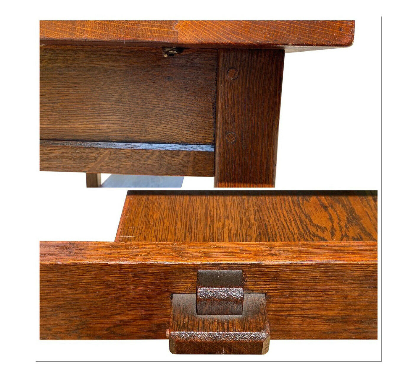 20TH C ANTIQUE TIGER OAK L & JG STICKLEY DESK MODEL #529 ~ 42" x 28"