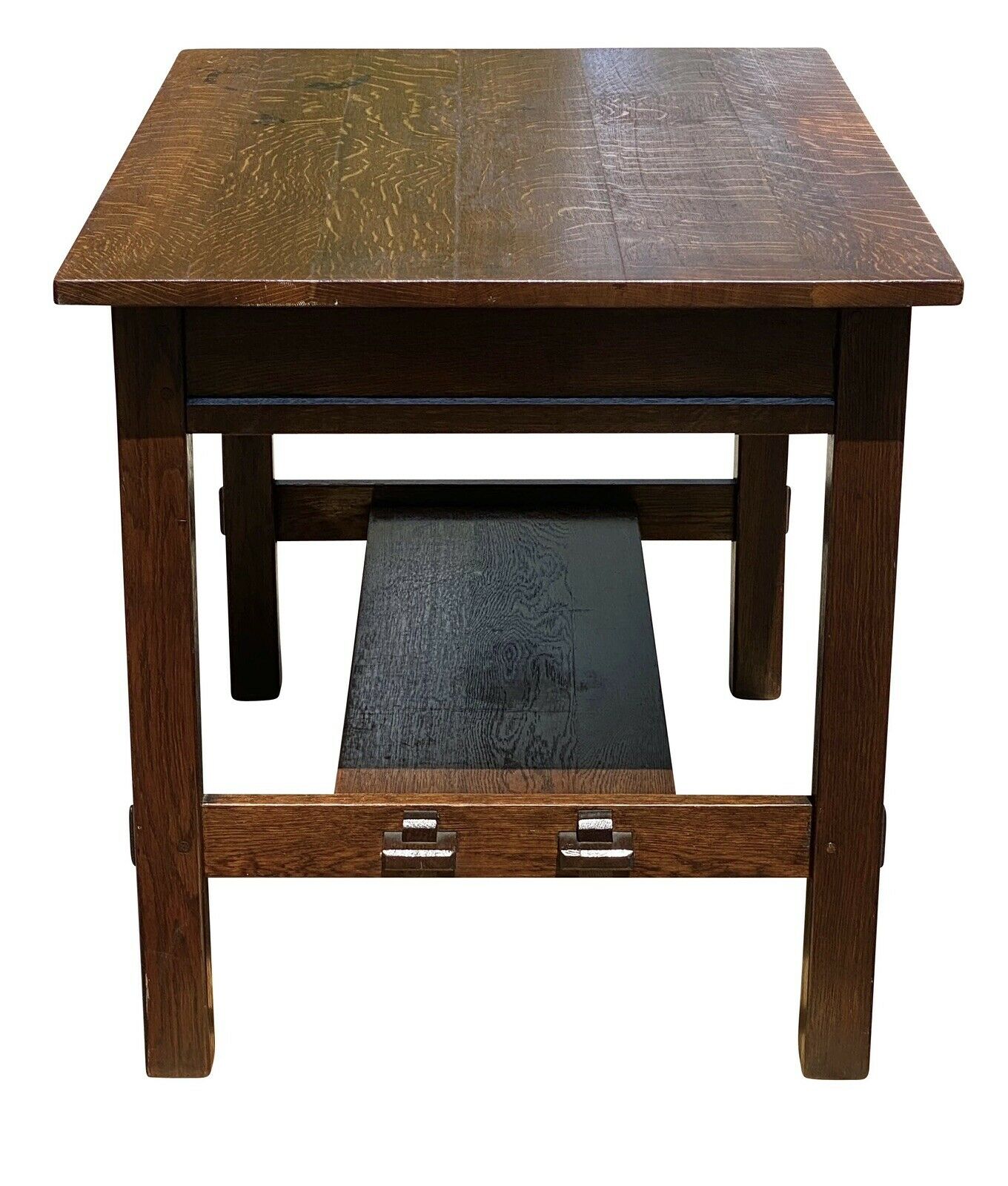 20TH C ANTIQUE TIGER OAK L & JG STICKLEY DESK MODEL #529 ~ 42" x 28"