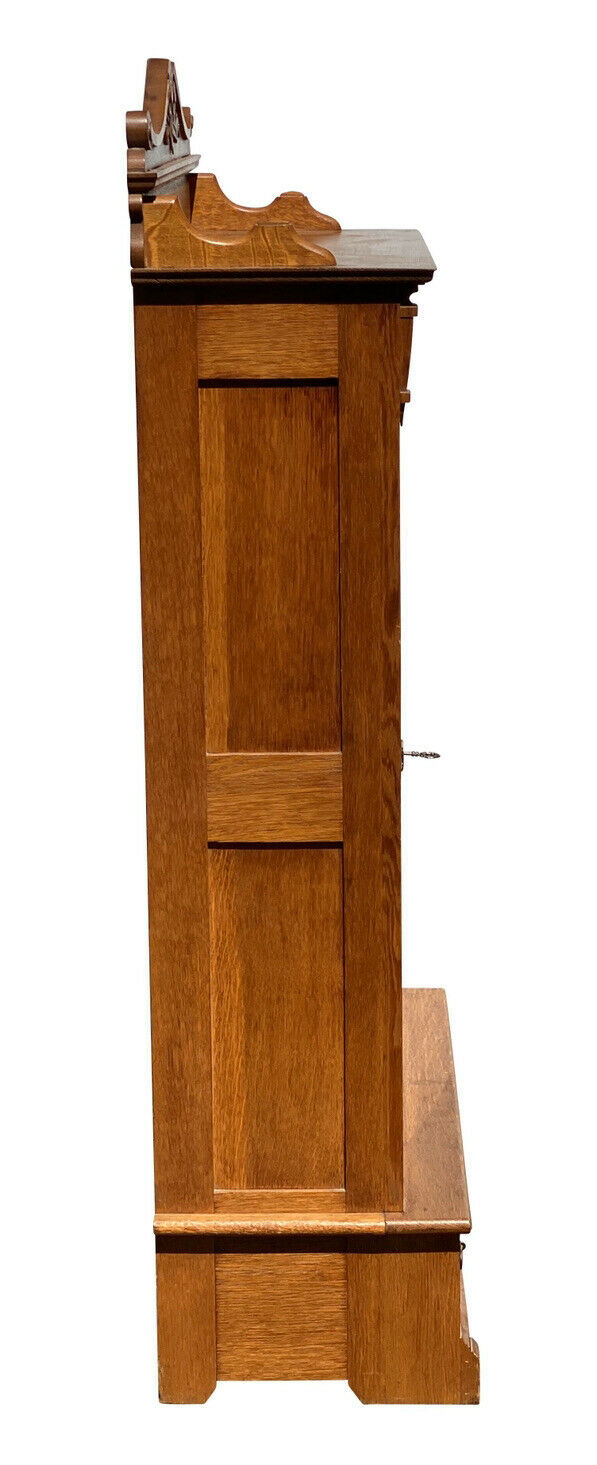 19TH C ANTIQUE TIGER OAK SINGLE DOOR VICTORIAN BOOKCASE ~ EXCEPTIONALLY CLEAN