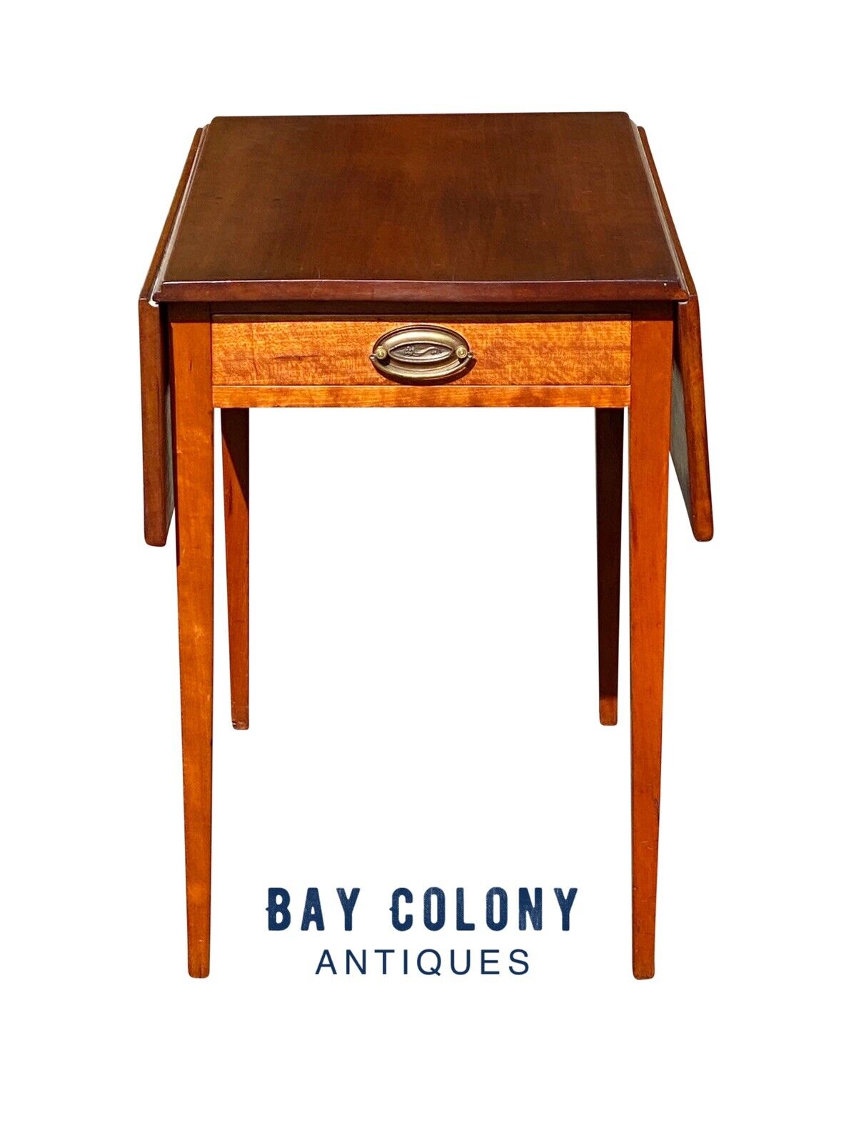 19th C Antique Federal Period Cherry Drop Leaf Pembroke Table With Drawer