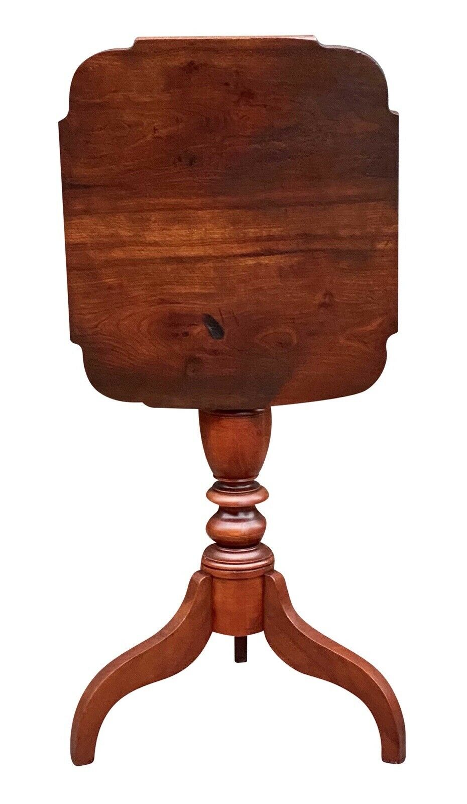 19th C Antique Federal Period Tilt Top Cherry Candle Stand / End Table