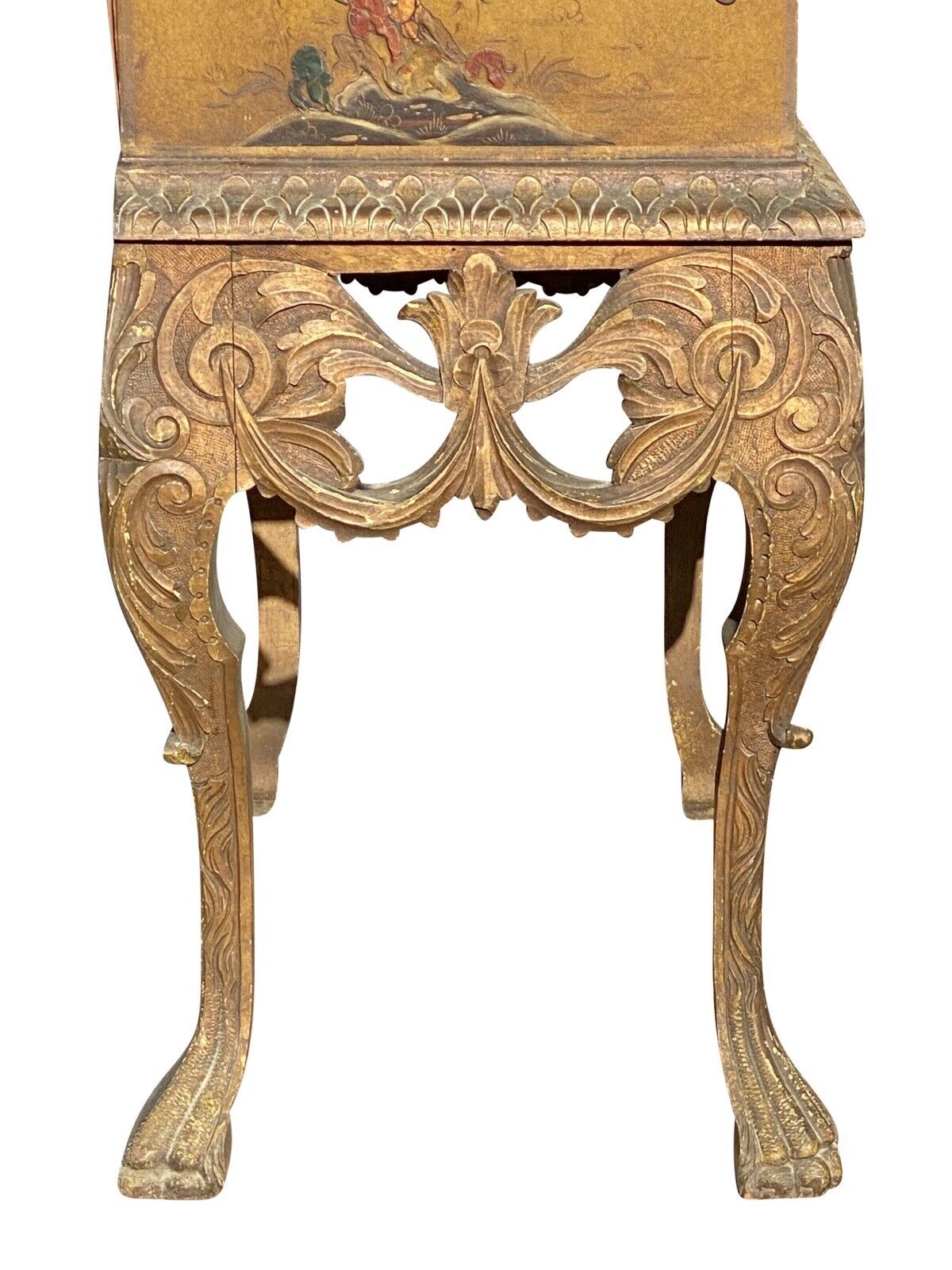 20th C Antique Chinoiserie Carved Liquor Cabinet / Cupboard
