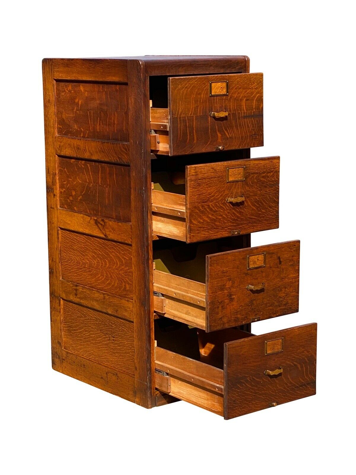 20TH C ANTIQUE LIBRARY BUREAU LEGAL SIZE ARTS & CRAFTS 4 DRAWER FILE CABINET