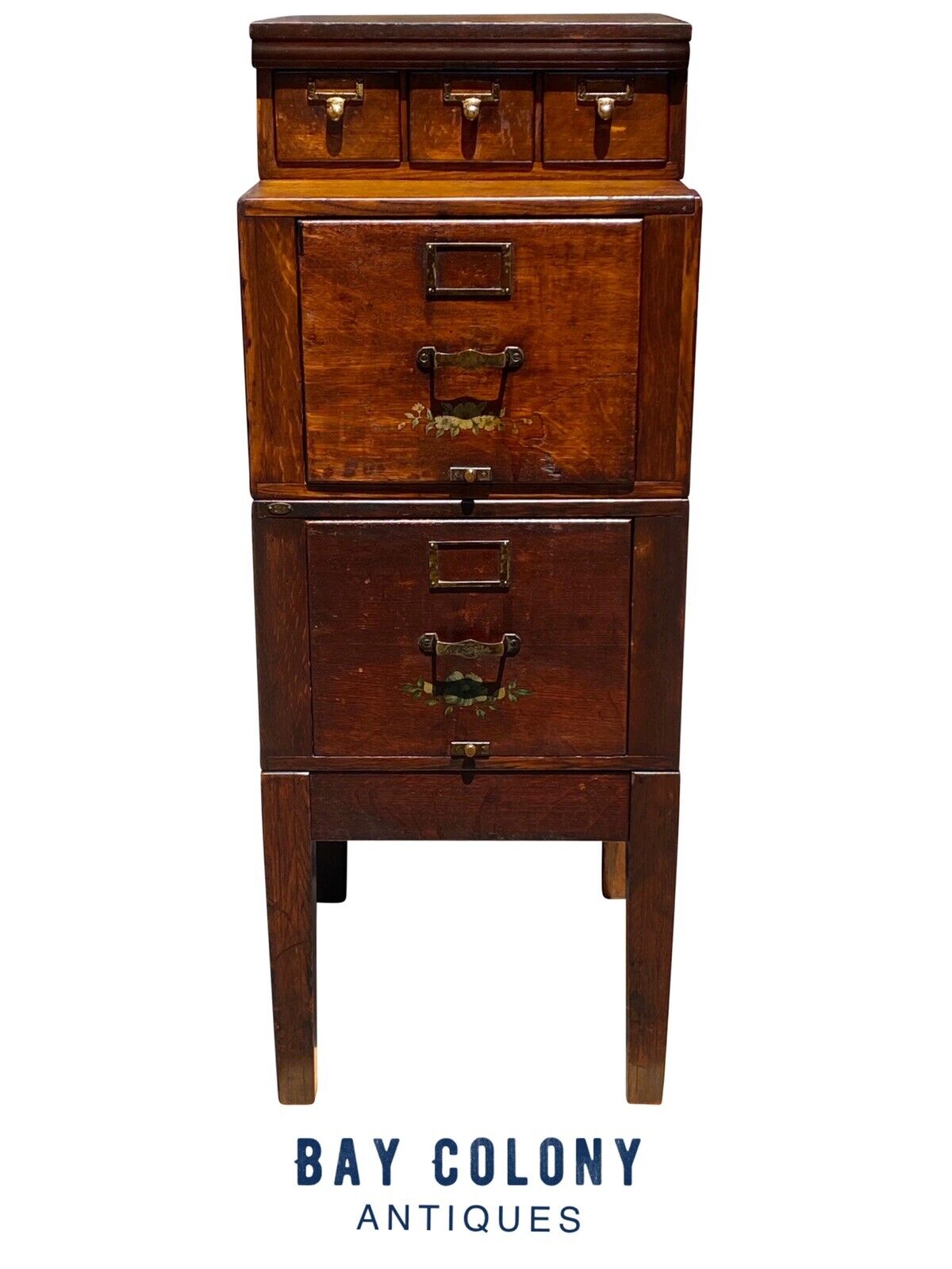 Antique Arts & Crafts Tiger Oak Stacking File Cabinet - Library Bureau Makers
