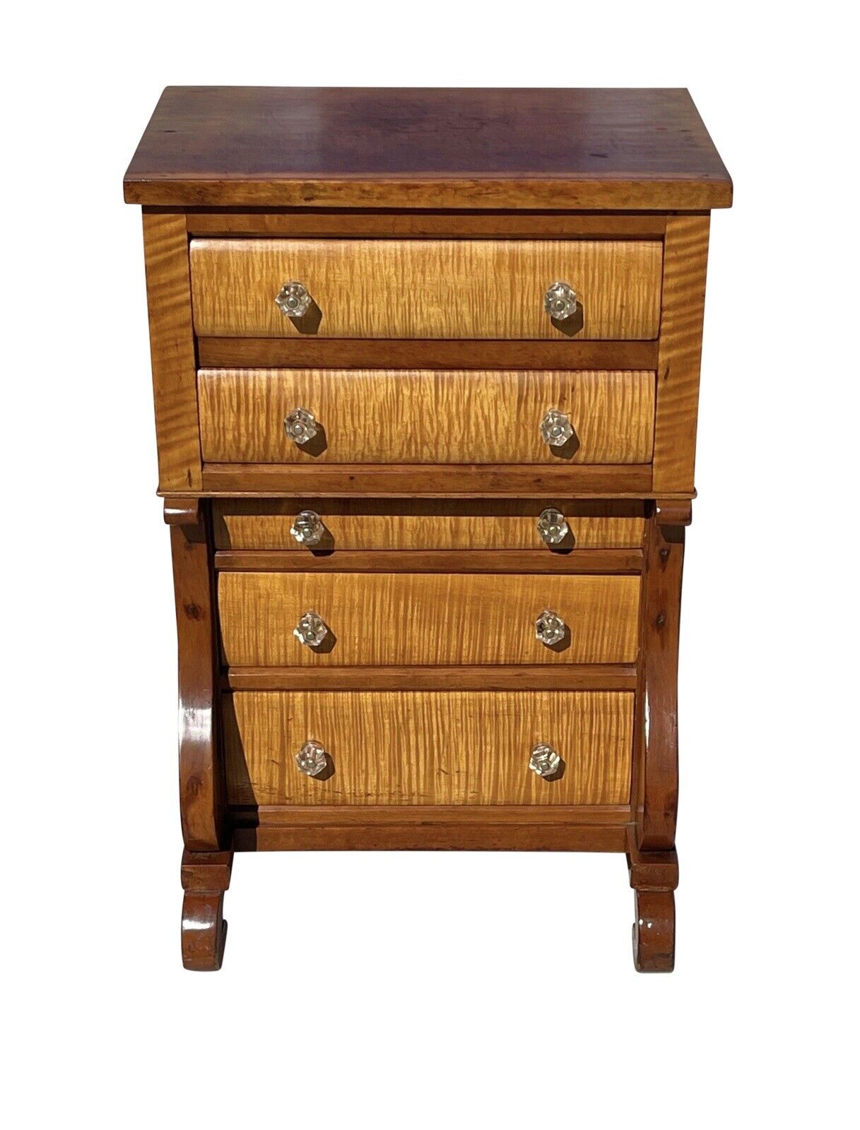 Antique Pennsylvania Empire Cherry & Tiger Maple Diminutive Chest / Dresser
