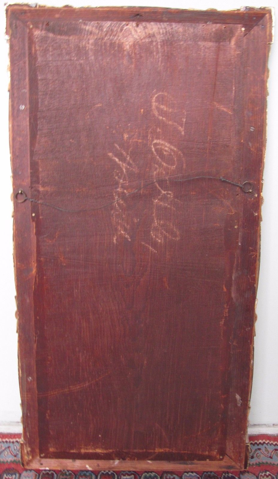 SHERATON PERIOD REVERSE GLASS PAINTED TWO PART MIRROR POWERFUL GOLD GILT FRAME