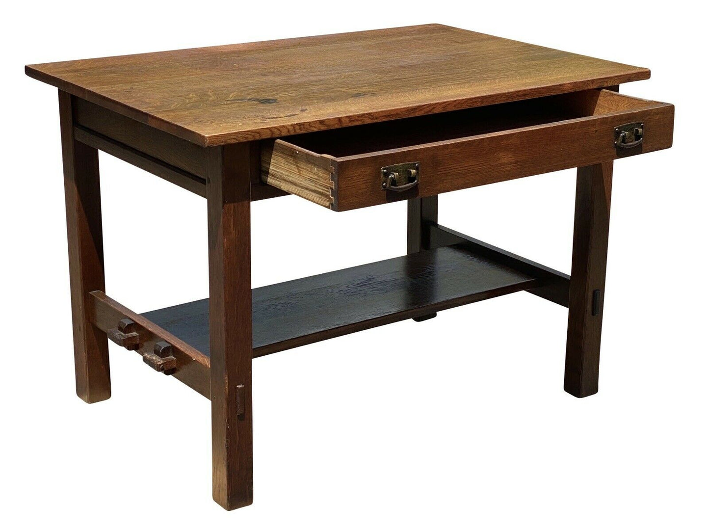 20TH C ANTIQUE TIGER OAK L & JG STICKLEY DESK MODEL #529 ~ 42" x 28"
