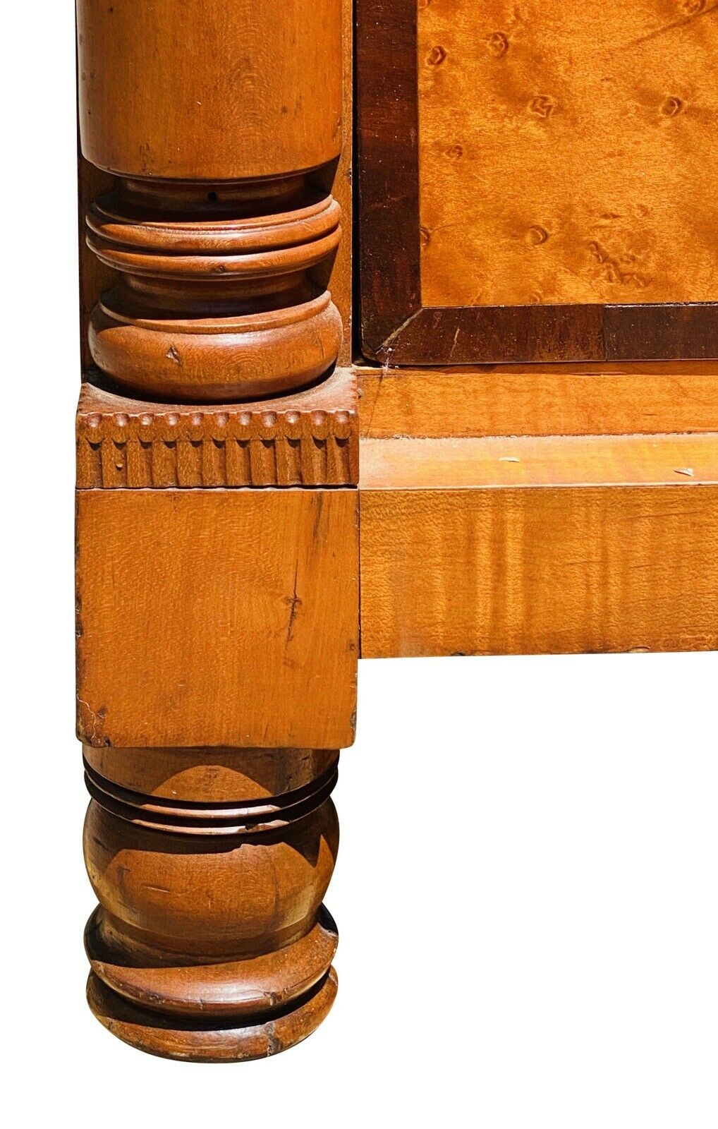 19TH C ANTIQUE FEDERAL PERIOD TIGER & BIRDS EYE MAPLE PENNSYLVANIA BUTLERS DESK