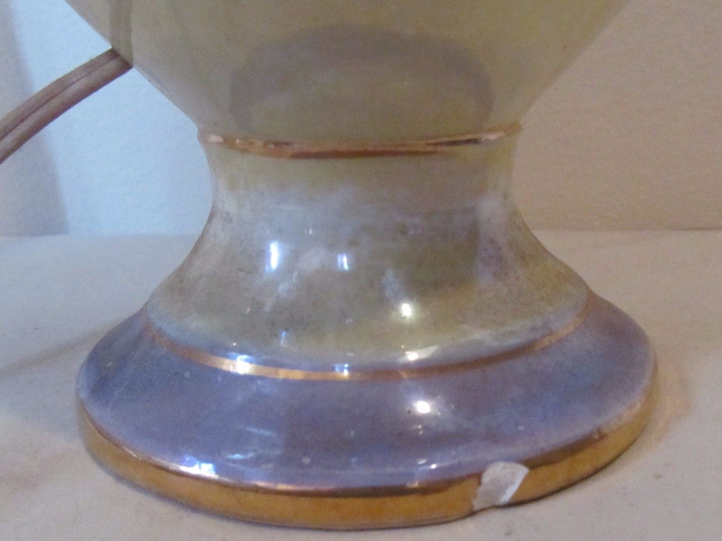 PAIR-1950' LUSTERWARE ART DECO BEDROOM LAMPS