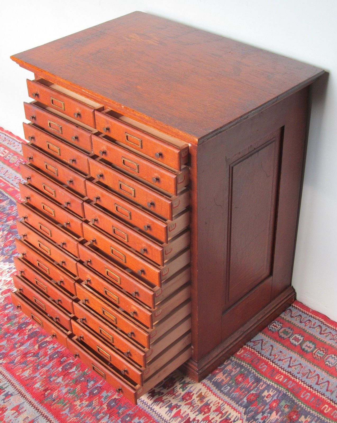 24 DRAWER VICTORIAN SOLID TIGER OAK HARDWARE CABINET-EXCELLENT PIECE!