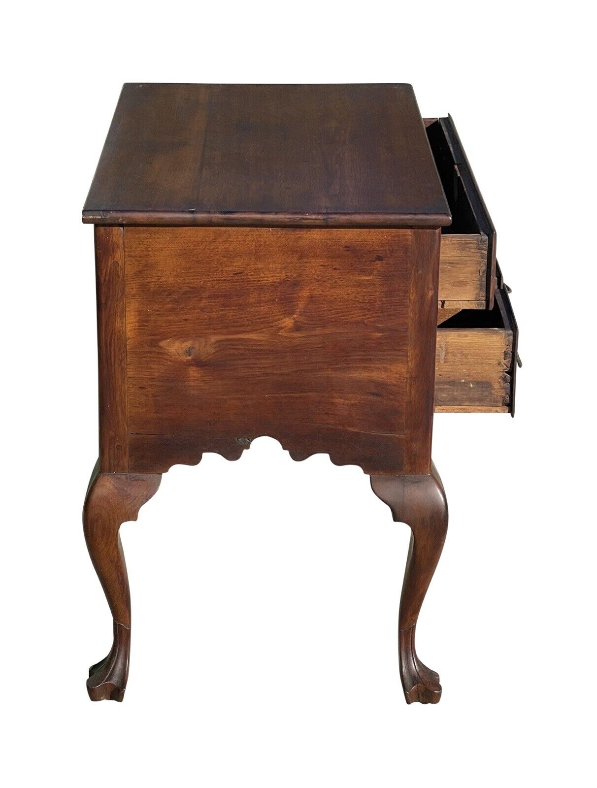 Antique Queen Anne Pennsylvania Walnut Dressing Table / Lowboy With Trifid Feet