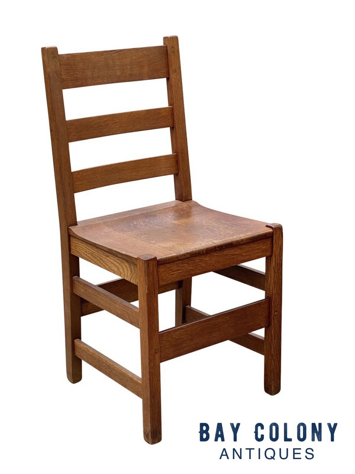 20TH C ANTIQUE L & JG STICKLEY TIGER OAK SIDE CHAIR #950