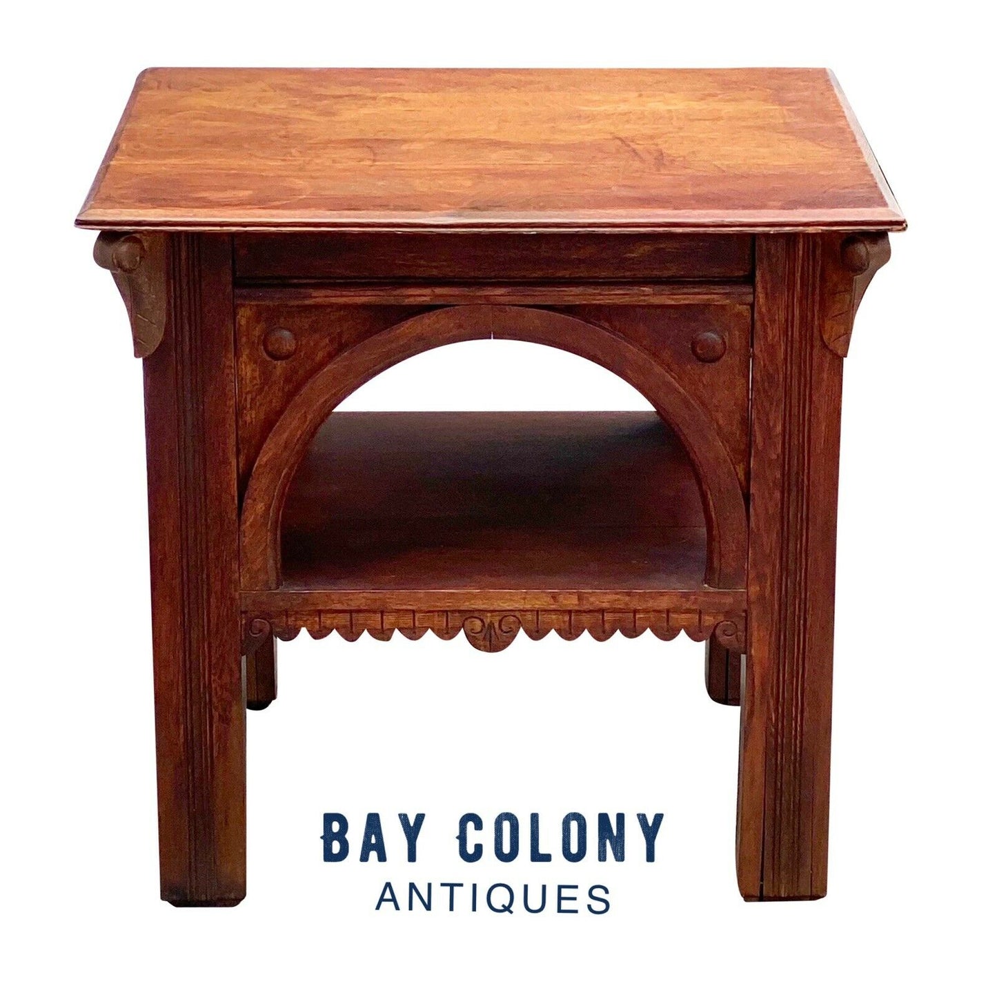 19th C Antique New York Victorian Tiger Oak Parlor Table - Thomas Brooks