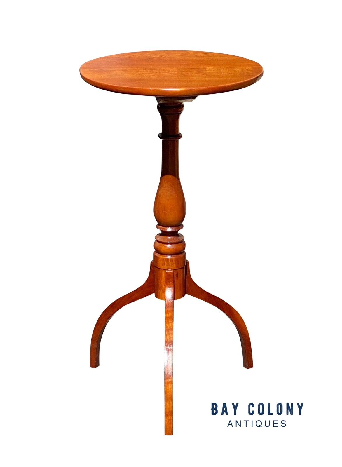Federal Style New England Cherry Candlestand With Rare Tripod Spider Legs