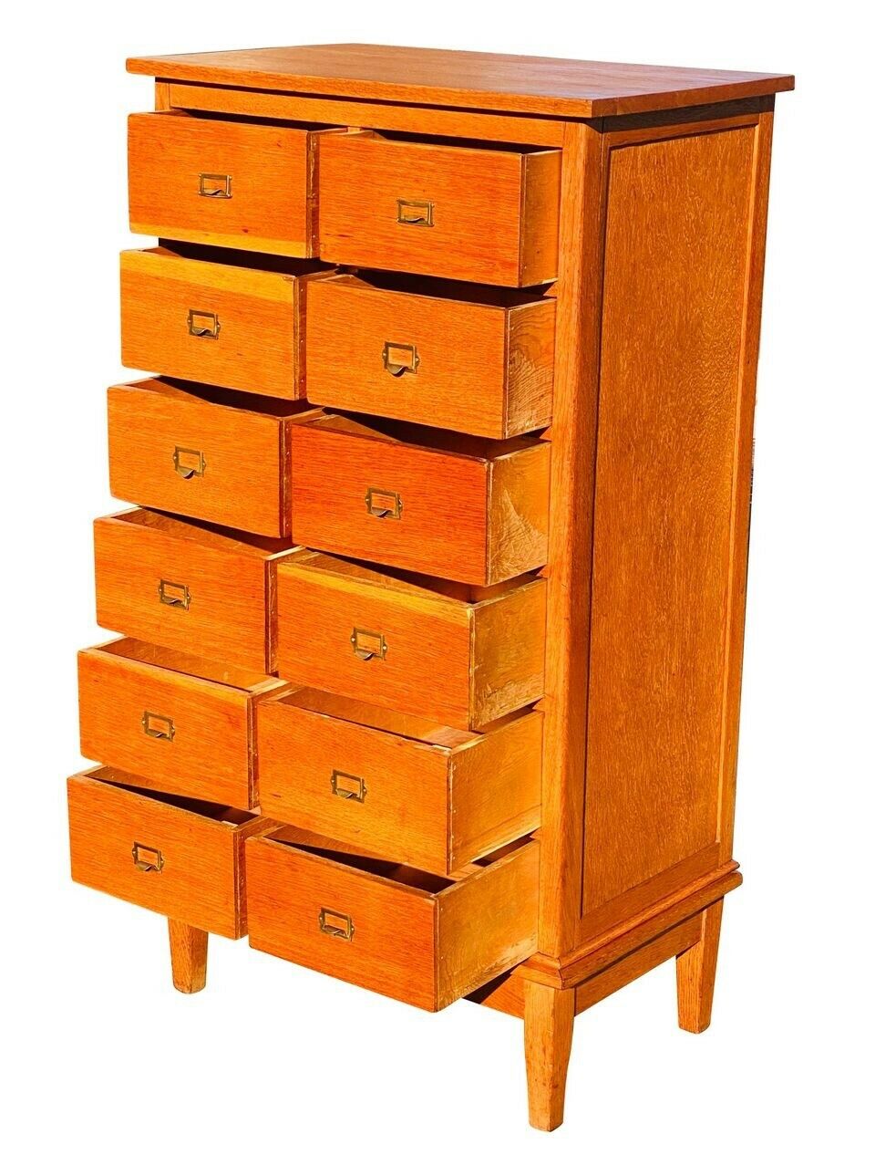 20TH C ANTIQUE ARTS & CRAFTS / MISSION OAK 12 DRAWER OFFICE FILE CABINET