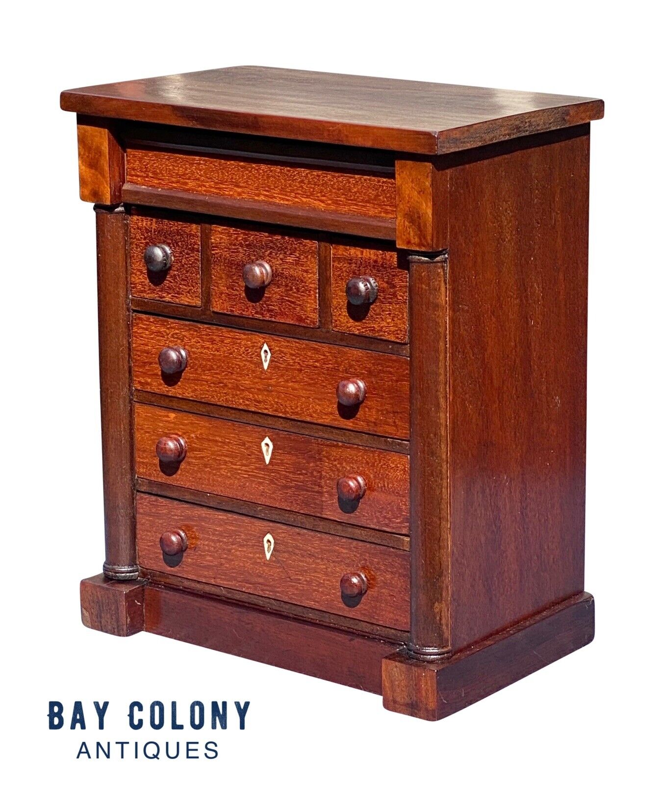 20th C Federal Antique Style Mahogany Jewelry Chest / Dresser Box