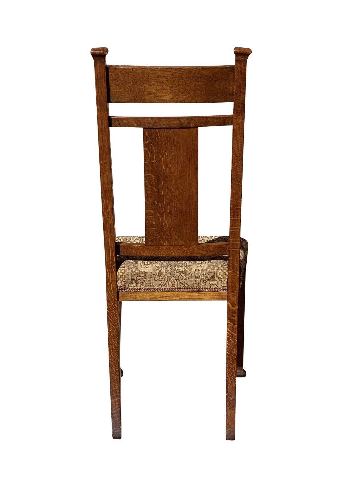 20TH C ANTIQUE ARTS & CRAFTS / ART NOUVEAU TIGER OAK SIDECHAIR W/ METAL INLAY