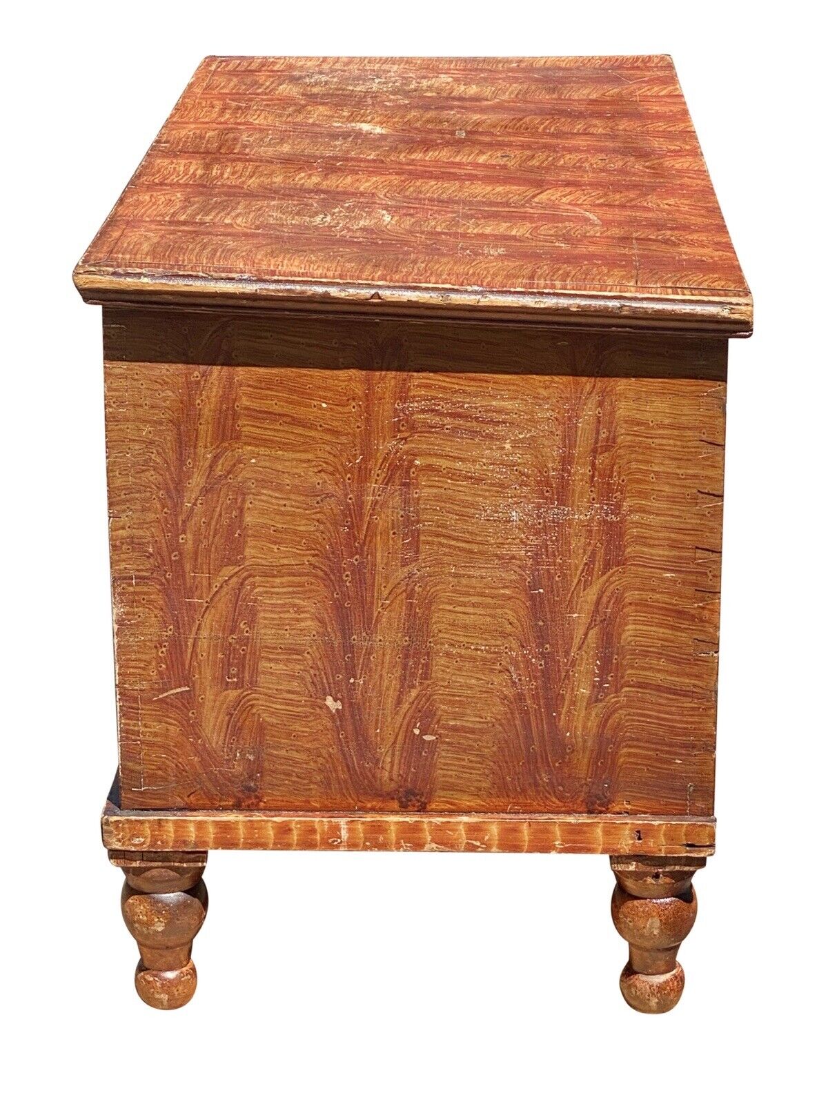 19th C Antique Pennsylvania Federal Period Grain Painted Blanket Chest