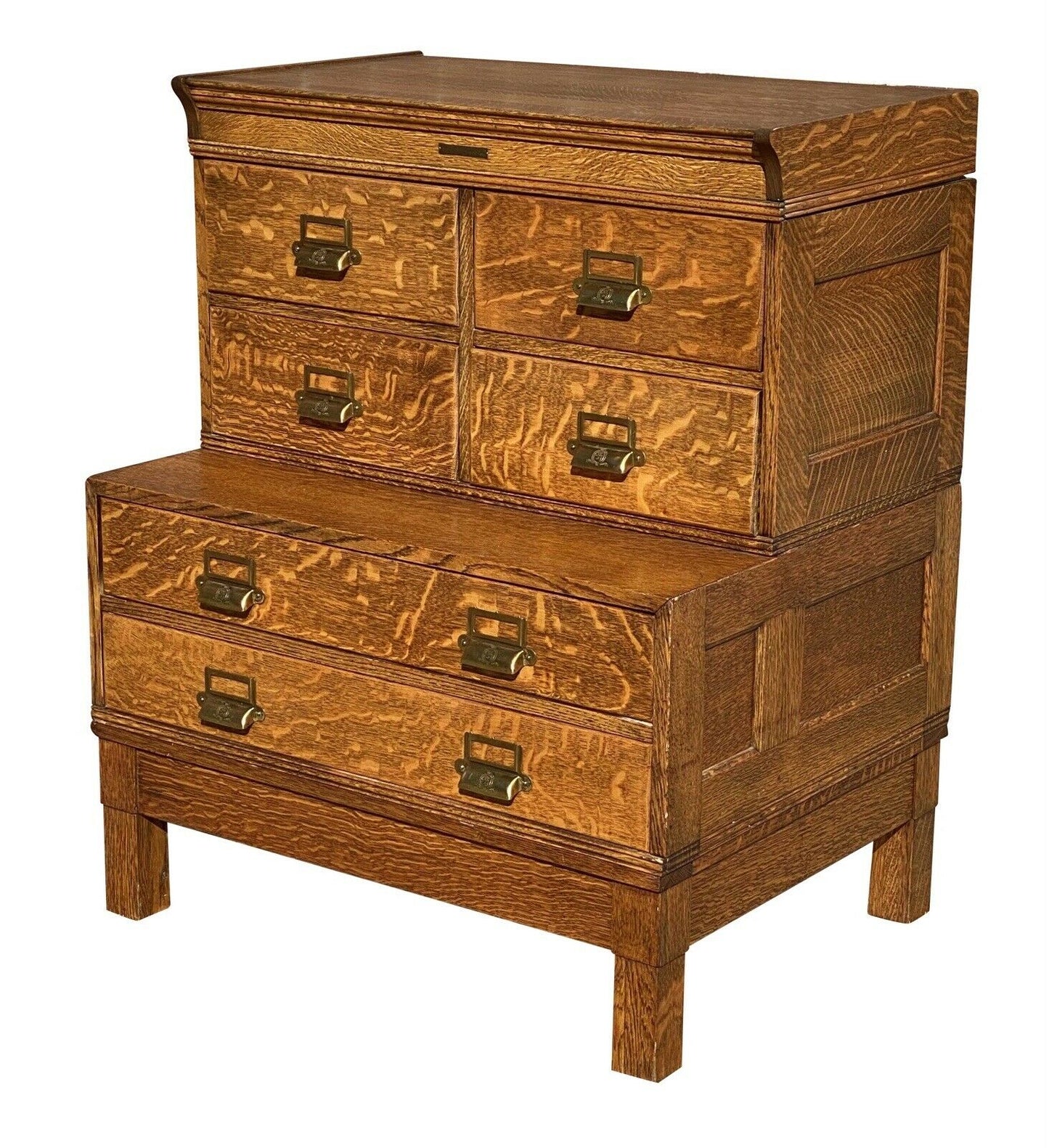 20TH C ANTIQUE ARTS & CRAFTS TIGER OAK FILE CABINET ~ OFFICE SPECIALTY MFG CO