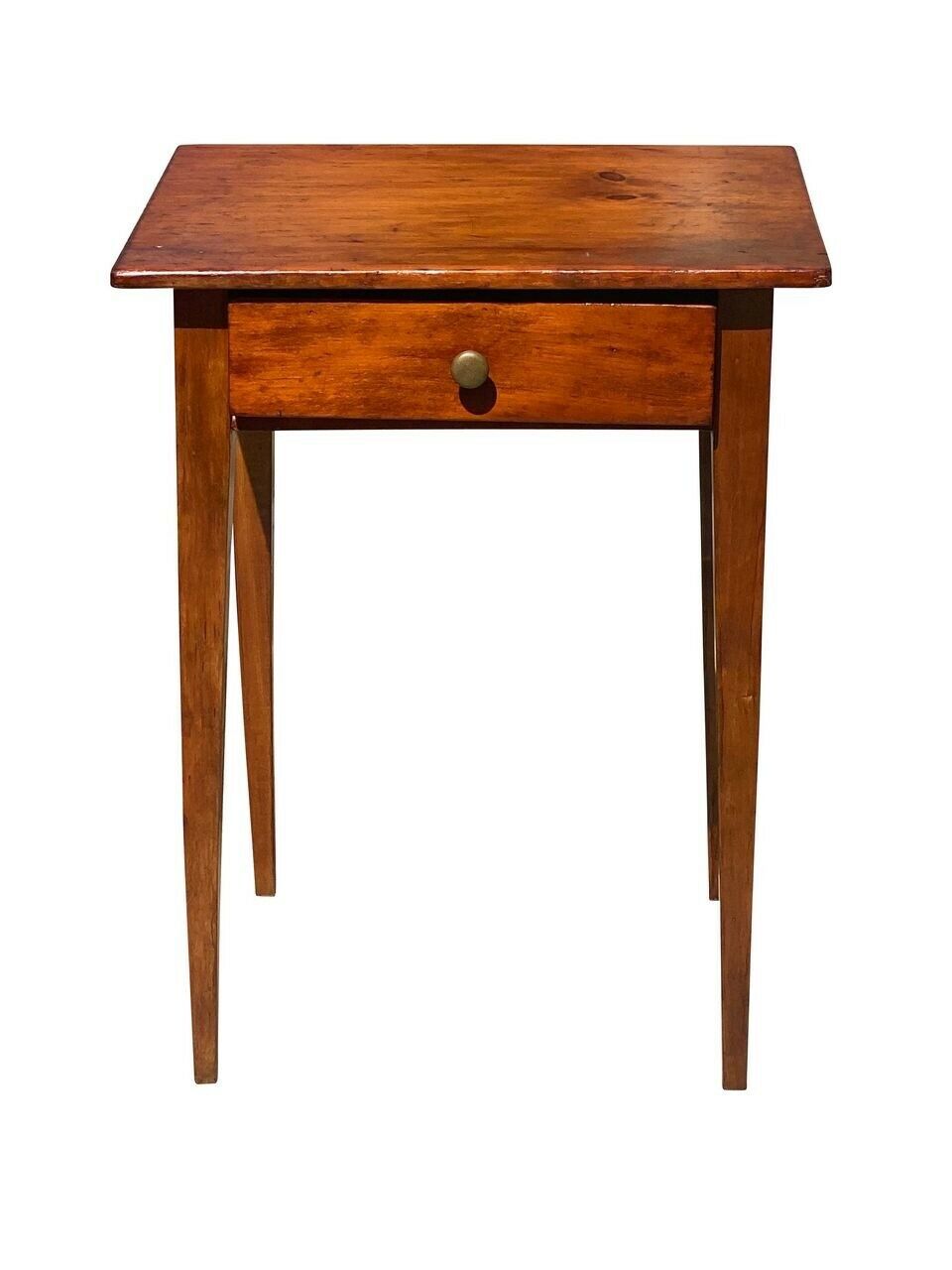 19TH C ANTIQUE NEW ENGLAND FEDERAL PERIOD PINE WORK TABLE / NIGHT STAND