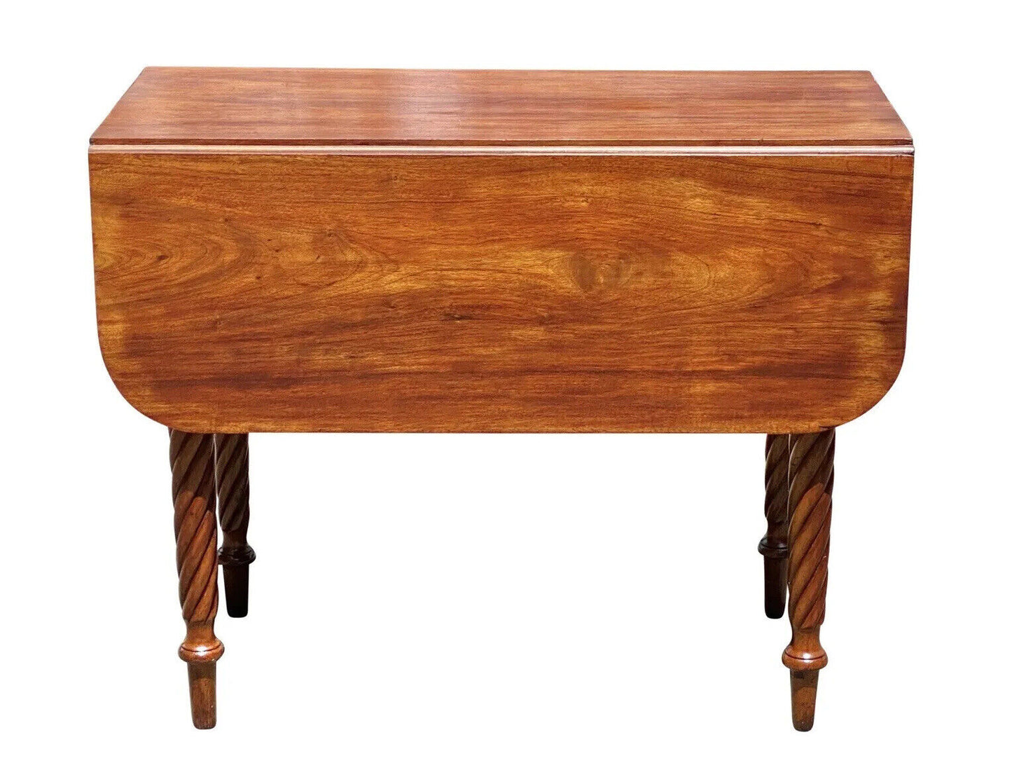 Antique Sheraton Mahogany Drop Leaf Dining Table with Rope Carved Legs