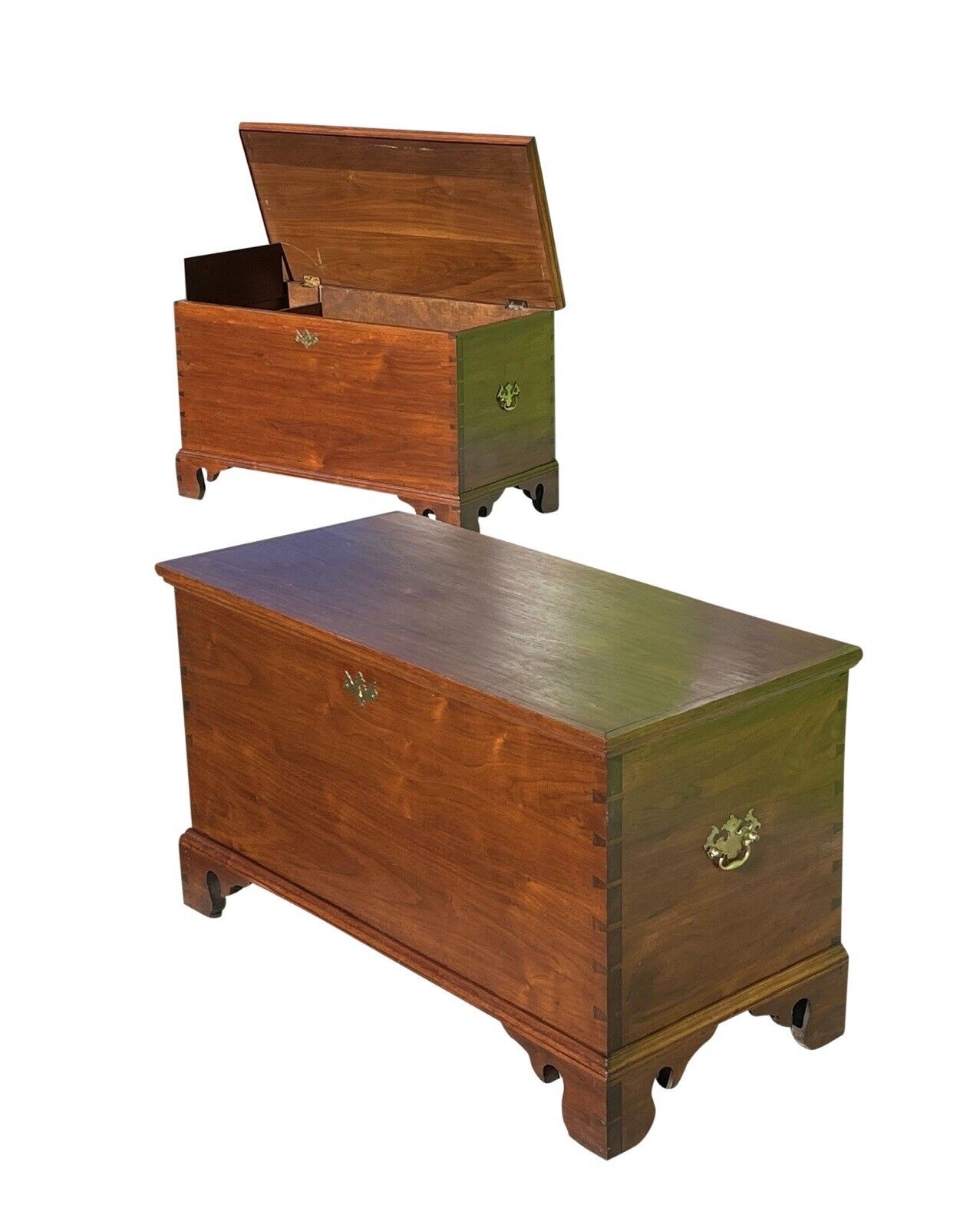 Pair of Queen Anne Style Pennsylvania Walnut Blanket Chests With Secret Interior