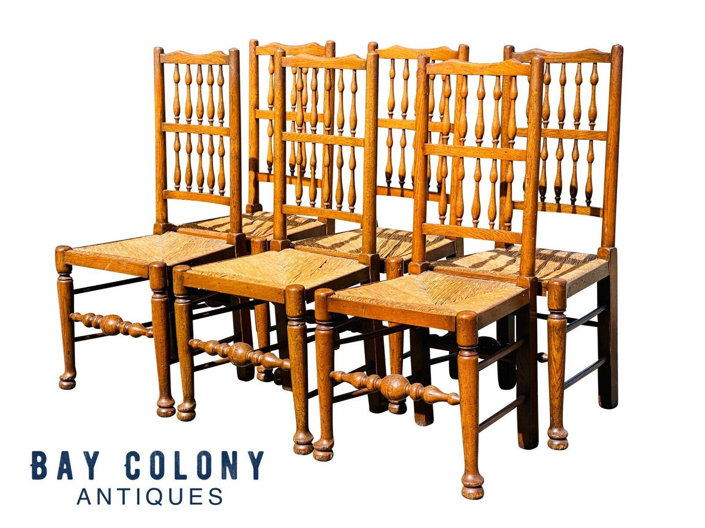 19TH C SET OF 6 ANTIQUE WILLIAM & MARY / QUEEN ANNE STYLE DINING CHAIRS