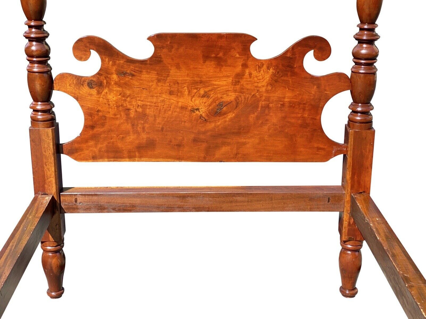 Late 18th Century Federal Antique Sheraton Cherry Four Poster Bed With Acorn Top